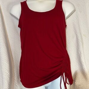 Zenana Outfitters Red Ruched Tie Front Tank Top